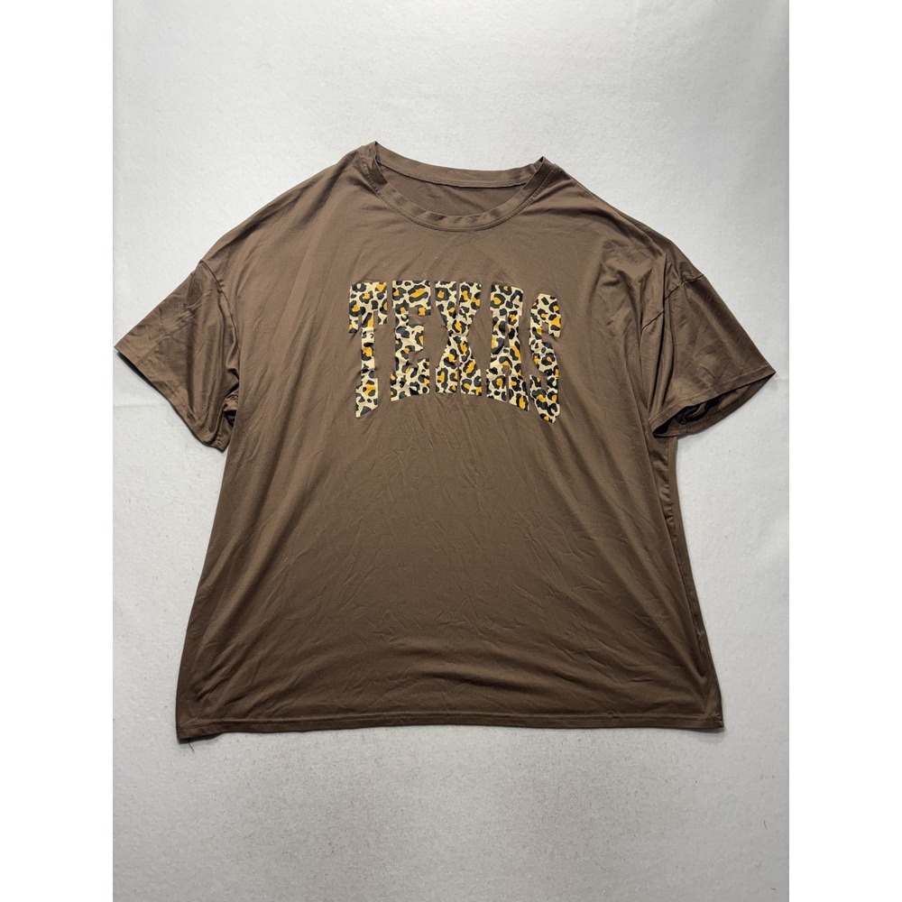Shein Shirt Womens 3XL Brown Texas Leopard Print Graphic Tee Plus Size Casual
